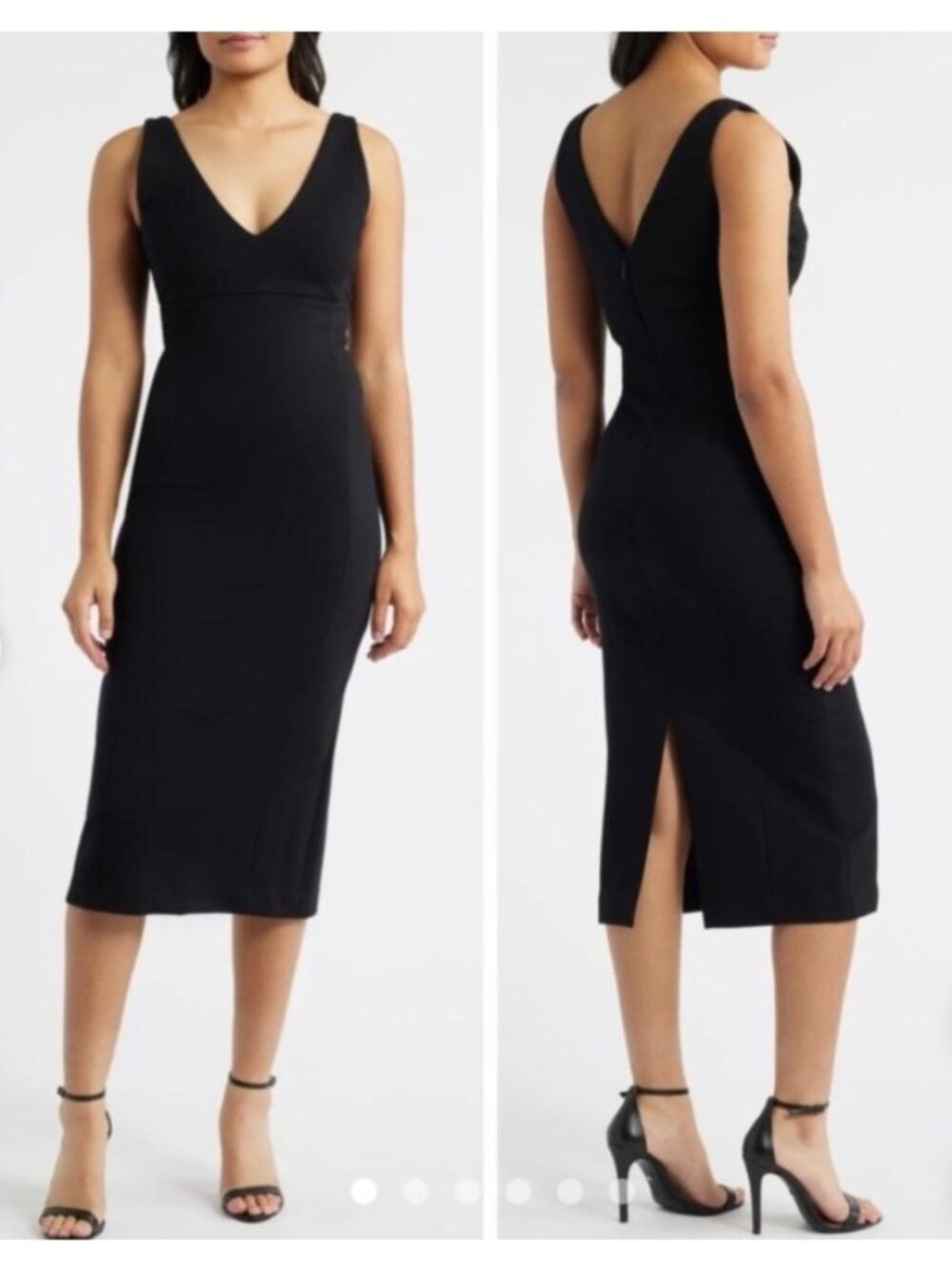 NEW Spanx Ponte Low V-Neck Midi Dress SpanxShape Shaping Black Formal Sexy 1X